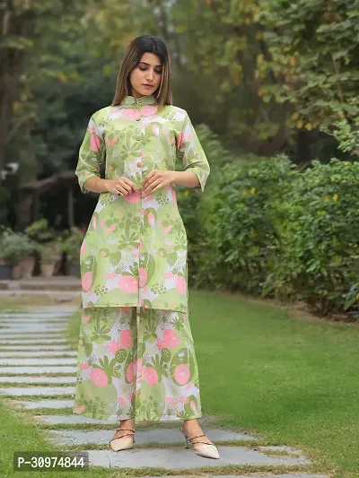 Fabulous Cotton Blend Printed Kurta with Palazzo Set For Women-thumb0