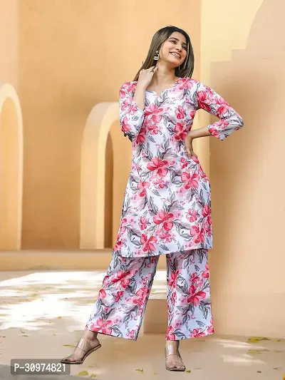 Fabulous Cotton Blend Printed Kurta with Palazzo Set For Women-thumb0