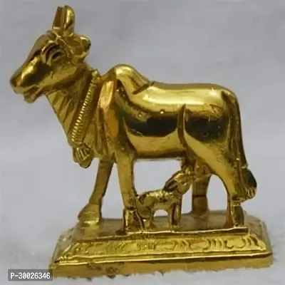 Brass Komatha Cow with Calf Statue (big) Decorative Showpiece-thumb0