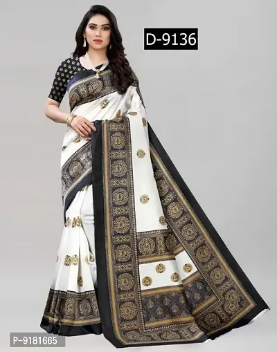 Beautiful Printed Art Silk Saree with Blouse Piece For Women