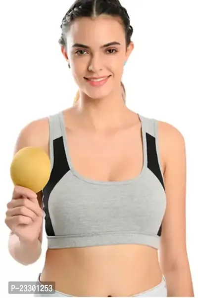 Stylish GREY Cotton Solid Bras For Women