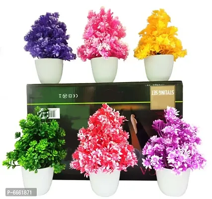 Set Of 6 Beautiful Artificial Flower Plants For Home And Office Decoration