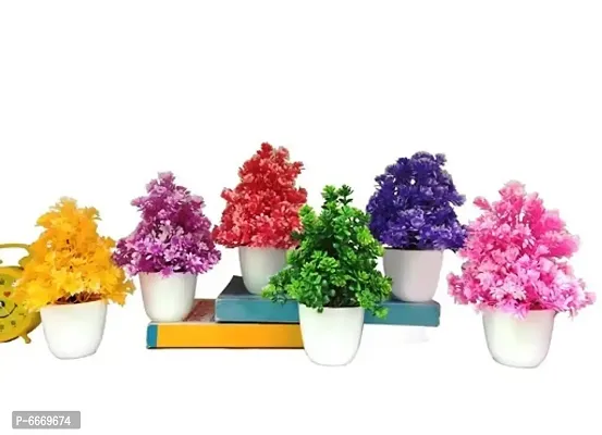 Set Of 6 Beautiful Artificial Flower Plants For Home And Office Decorate-thumb0