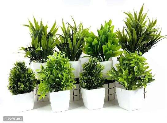 AKP 8 Set Artificial Plant with Pot For Home  Office Decor, Wall Shelves Decor, Indoor Decorative Plant