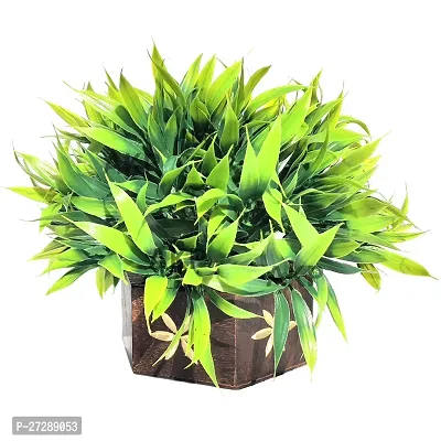 Artificial Bamboo Leaves Plant With Hexagon Wooden Pot For Home  Office Decor