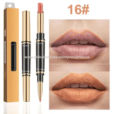 New Lipstick and Lip Liner Makeup Set 2-in-1 Double Side Lipstick Set Long Lasting Matte Lipstick