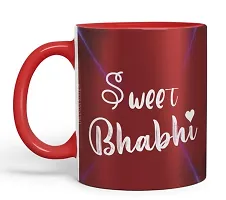 Stylish 2 Rakhi with 2 Ceramic Printed Mug (325 Ml) And 1 Packet Roli Chawal With Best Wishes Greeting Card-thumb2