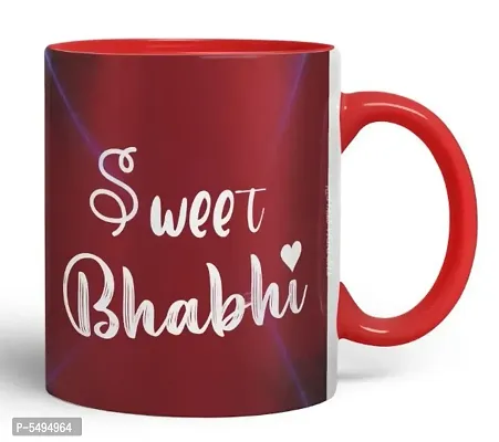 Stylish 2 Rakhi with 2 Ceramic Printed Mug (325 Ml) And 1 Packet Roli Chawal With Best Wishes Greeting Card-thumb2