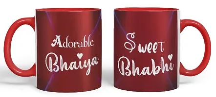 Stylish 2 Rakhi with 2 Ceramic Printed Mug (325 Ml) And 1 Packet Roli Chawal With Best Wishes Greeting Card-thumb3