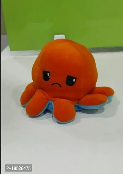 Reversable Octopus Sitting Plush Soft Toy Cute Kids Animal Home Decor Boys Girls Orange And Blue