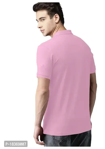 S S Garment Men's Regular Fit T-Shirt| Half Sleeves Cotton T-Shirt for Men| Mens Cotton Half Sleeve T Shirt with Collar| Half Sleeve Cotton T Shirts for Men Pink-thumb4