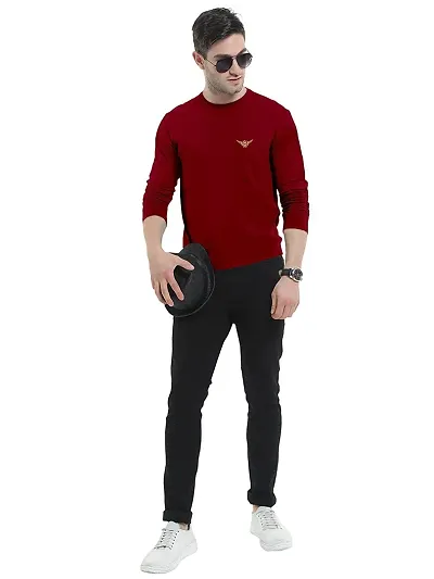 SS Garment Plain Full Sleeve Round Neck Tshirt for Men| Regular fit Solid Plain Tshirt for Men| Men's Round Neck Tshirt| Round Neck Sports T Shirt for Gym Training (XX-Large, Maroon)