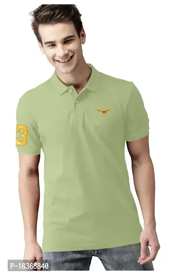 SS Garment Men's Regular Fit T-Shirt| Half Sleeves Cotton T-Shirt for Men| Mens Cotton Half Sleeve T Shirt with Collar| Half Sleeve Cotton T Shirts for Men LightGreen-thumb0