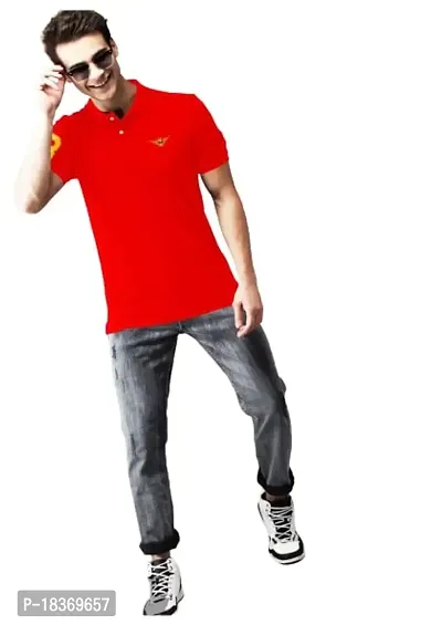 SS Garment Men's Regular Fit T-Shirt| Half Sleeves Cotton T-Shirt for Men| Mens Cotton Half Sleeve T Shirt with Collar| Half Sleeve Cotton T Shirts for Men Red