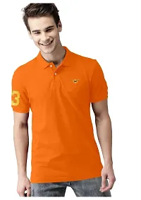 S S Garment Men's Regular Fit T-Shirt| Half Sleeves Cotton T-Shirt for Men| Mens Cotton Half Sleeve T Shirt with Collar| Half Sleeve Cotton T Shirts for Men Orange-thumb1