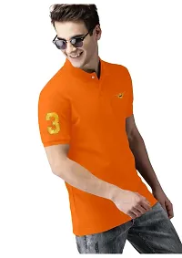 S S Garment Men's Regular Fit T-Shirt| Half Sleeves Cotton T-Shirt for Men| Mens Cotton Half Sleeve T Shirt with Collar| Half Sleeve Cotton T Shirts for Men Orange-thumb2