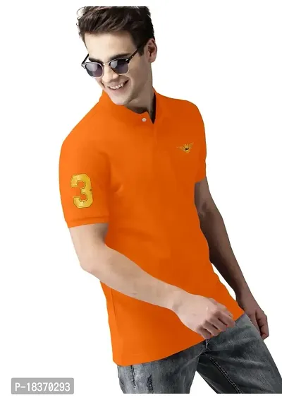 S S Garment Men's Regular Fit T-Shirt| Half Sleeves Cotton T-Shirt for Men| Mens Cotton Half Sleeve T Shirt with Collar| Half Sleeve Cotton T Shirts for Men Orange-thumb3
