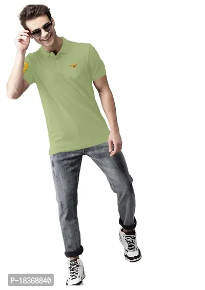 SS Garment Men's Regular Fit T-Shirt| Half Sleeves Cotton T-Shirt for Men| Mens Cotton Half Sleeve T Shirt with Collar| Half Sleeve Cotton T Shirts for Men LightGreen-thumb3