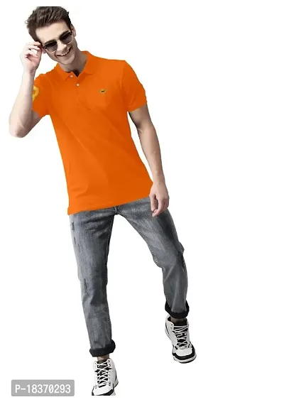 S S Garment Men's Regular Fit T-Shirt| Half Sleeves Cotton T-Shirt for Men| Mens Cotton Half Sleeve T Shirt with Collar| Half Sleeve Cotton T Shirts for Men Orange-thumb0
