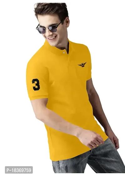 S S Garment Men's Regular Fit Polo T-Shirt| Half Sleeves Cotton T-Shirt for Men| Mens Cotton Half Sleeve T Shirt with Collar| Half Sleeve Cotton T Shirts for Men (X-Large, Mustard)-thumb3