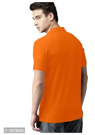 S S Garment Men's Regular Fit T-Shirt| Half Sleeves Cotton T-Shirt for Men| Mens Cotton Half Sleeve T Shirt with Collar| Half Sleeve Cotton T Shirts for Men Orange-thumb4