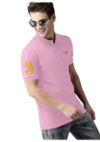 S S Garment Men's Regular Fit T-Shirt| Half Sleeves Cotton T-Shirt for Men| Mens Cotton Half Sleeve T Shirt with Collar| Half Sleeve Cotton T Shirts for Men Pink-thumb2