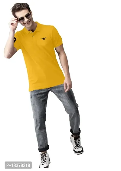 S S Garment Men's Regular Fit Polo T-Shirt| Half Sleeves Cotton T-Shirt for Men| Mens Cotton Half Sleeve T Shirt with Collar| Half Sleeve Cotton T Shirts for Men (Small, Yellow)-thumb0