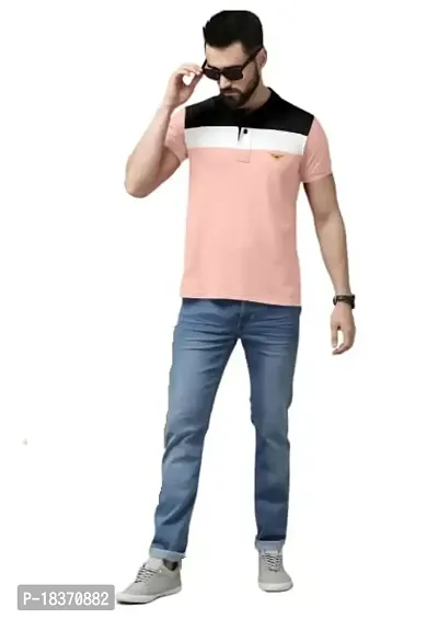 SS Garment Men's Regular Fit Polo T-Shirt| Half Sleeves Cotton T-Shirt for Men| Mens Cotton Half Sleeve T Shirt with Collar| Cotton Blend Regular Fit Mens T-Shirt (Small, Blush)