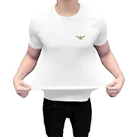 SS Garment Polyester Plain Half Sleeve Round Neck Tshirt for Men|Regular fit Solid Plain Tshirt for Men| Men's Round Neck Tshirt| Round Neck Sports T Shirt for Gym Training (Small, White)-thumb3