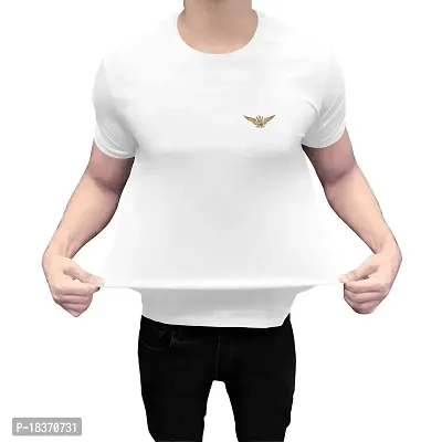 SS Garment Polyester Plain Half Sleeve Round Neck Tshirt for Men|Regular fit Solid Plain Tshirt for Men| Men's Round Neck Tshirt| Round Neck Sports T Shirt for Gym Training (Small, White)-thumb4