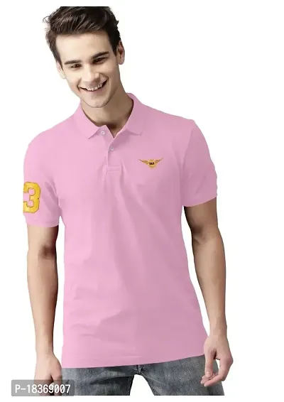 S S Garment Men's Regular Fit T-Shirt| Half Sleeves Cotton T-Shirt for Men| Mens Cotton Half Sleeve T Shirt with Collar| Half Sleeve Cotton T Shirts for Men Pink-thumb2