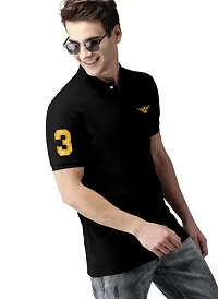 Stylish Black Fancy Cotton Polos T-shirt  For Men-thumb1