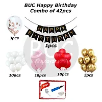 Day Decor Happy Birthday Deconation Ballon Combo Of 42With Black  Gloden Happy Birthday Banner And Golden  White And Pink Balloon , Confetti Balloon For Happy Birthday Decoration Kit-thumb1