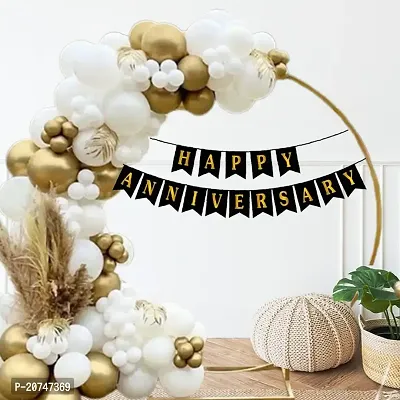 Day Decor Happy Birthday Deconation Ballon Combo Of 64 With Black  Golden Happy Birthday Banner And Golden  White Balloon