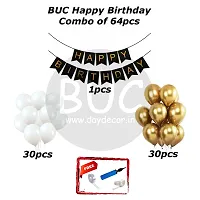 Day Decor Happy Birthday Deconation Ballon Combo Of 64 With Black  Golden Happy Birthday Banner And Golden  White Balloon ,Happy Birthday Decoration Kit-thumb4