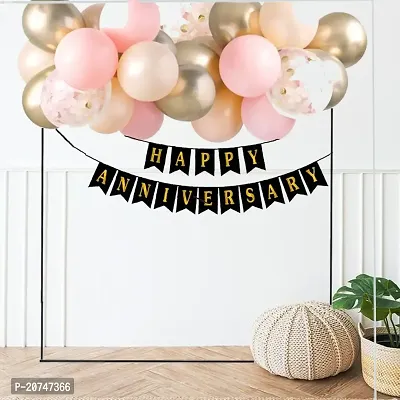 Day Decor Happy Anniversarydecoration Ballon Combo Set Of 34Pcs With Happy Anniversary Banner And Multicolor Balloon ,Confetti Decoration For Wedding Anniversary Decoration