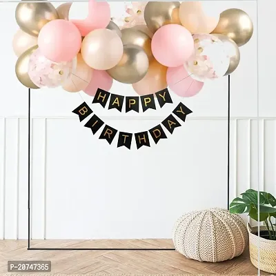 Day Decor Happy Birthday Deconation Ballon Combo Of 64 With Black  Gloden Happy Birthday Banner And Multicolor Balloo ,Happy Birthday Decoration Kit