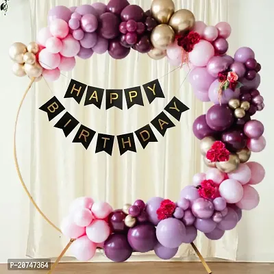 Day Decor Happy Birthday Deconation Ballon Combo Of 64 With Black Gloden Happy Birthday Banner And Multicolor Balloo ,Happy Birthday Decoration Kit
