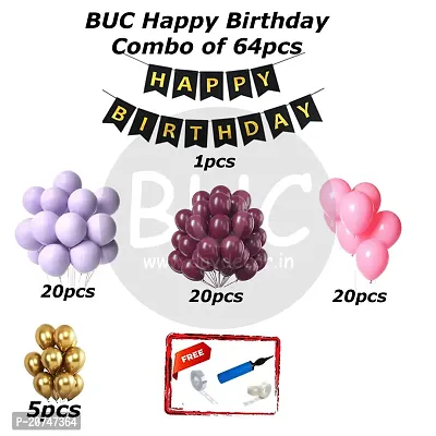 Day Decor Happy Birthday Deconation Ballon Combo Of 64 With Black Gloden Happy Birthday Banner And Multicolor Balloo ,Happy Birthday Decoration Kit-thumb3