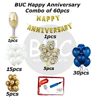 Day Decor Happy Anniversary Combo Kit - 60 Pcs, Foil Balloons Anniversary Banner, Multi Color Balloons For Anniversary Decoration Items- Combo With Balloon Filler Hand Pump Free-thumb4