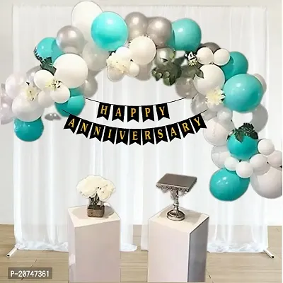 Day Decor Happy Anniversary Combo Kit - 49 Pcs, Anniversary Banner, Multi Color Balloons For Anniversary Decoration Items/Decoration Item For Anniversary Party Combo With Balloon Filler Hand Pump Free