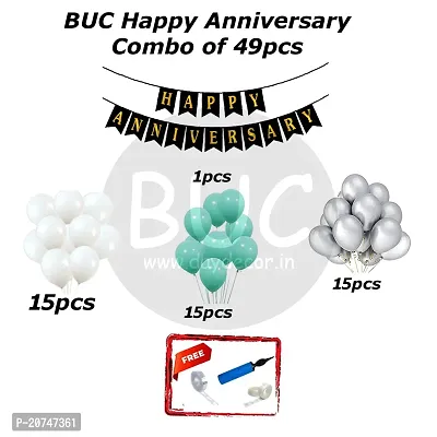 Day Decor Happy Anniversary Combo Kit - 49 Pcs, Anniversary Banner, Multi Color Balloons For Anniversary Decoration Items/Decoration Item For Anniversary Party Combo With Balloon Filler Hand Pump Free-thumb4