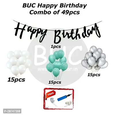 Day Decor Happy Birthday Decoration Balloons Combo Of 49 Pcs, Happy Birthday Banner, Multicolor Balloons Combo Pack And Balloon Filler Hand Pump Free-thumb4