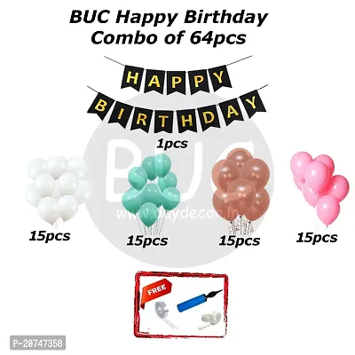 Day Decor Happy Birthday Decoration Balloons Combo Of 64 Pcs, Happy Birthday Banner, Multicolor Balloons Combo Pack And Balloon Filler Hand Pump Free-thumb4