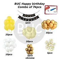 Day Decor Happy Birthday Decoration Balloons Combo Of 74 Pcs, Happy Birthday Banner, White, Golden And Yellow Colors Balloons Combo Pack And Balloon Filler Hand Pump Free-thumb2