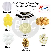 Day Decor Happy Birthday Decoration Balloons Combo Of 75 Pcs, Happy Birthday Banner, White, Golden And Yellow Colors Balloons Combo Pack And Balloon Filler Hand Pump Free-thumb4