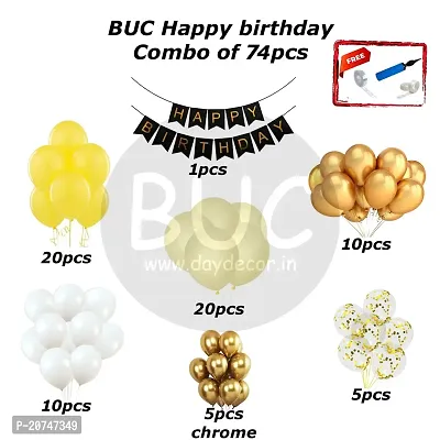 Day Decor Happy Birthday Decoration Balloons Combo Of 74 Pcs, Happy Birthday Banner, Multi 3 Colors Balloons Combo Pack And Balloon Filler Hand Pump Free-thumb3