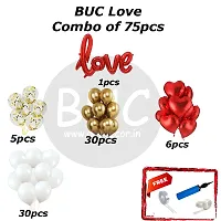 Day Decor Love Day Combo Kit - 75 Pcs, Love Foil Balloon, Multicolor Balloons For Valentine Day Party, Foil Heart Balloon And Multicolor Balloons With Balloon Filler Hand Pump Free-thumb1