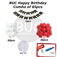 Day Decor Happy Birthday Decoration Balloons Combo Of 65 Pcs, Happy Birthday Banner, White And Red Color Balloons Combo Pack And Balloon Filler Hand Pump Free-thumb1