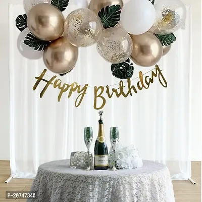 Day Decor Happy Birthday Decoration Balloons Combo Of 30 Pcs, Happy Birthday Banner, Chrome, White And Confetti Balloons Combo Pack And Balloon Filler Hand Pump Free